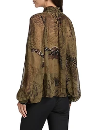 Zenia Floral Chiffon Tieneck Blouse