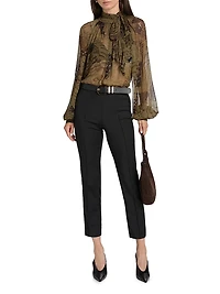 Zenia Floral Chiffon Tieneck Blouse