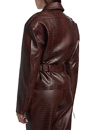 Lilou Croc-Embossed Faux Leather Jacket