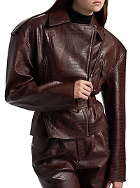 Lilou Croc-Embossed Faux Leather Jacket