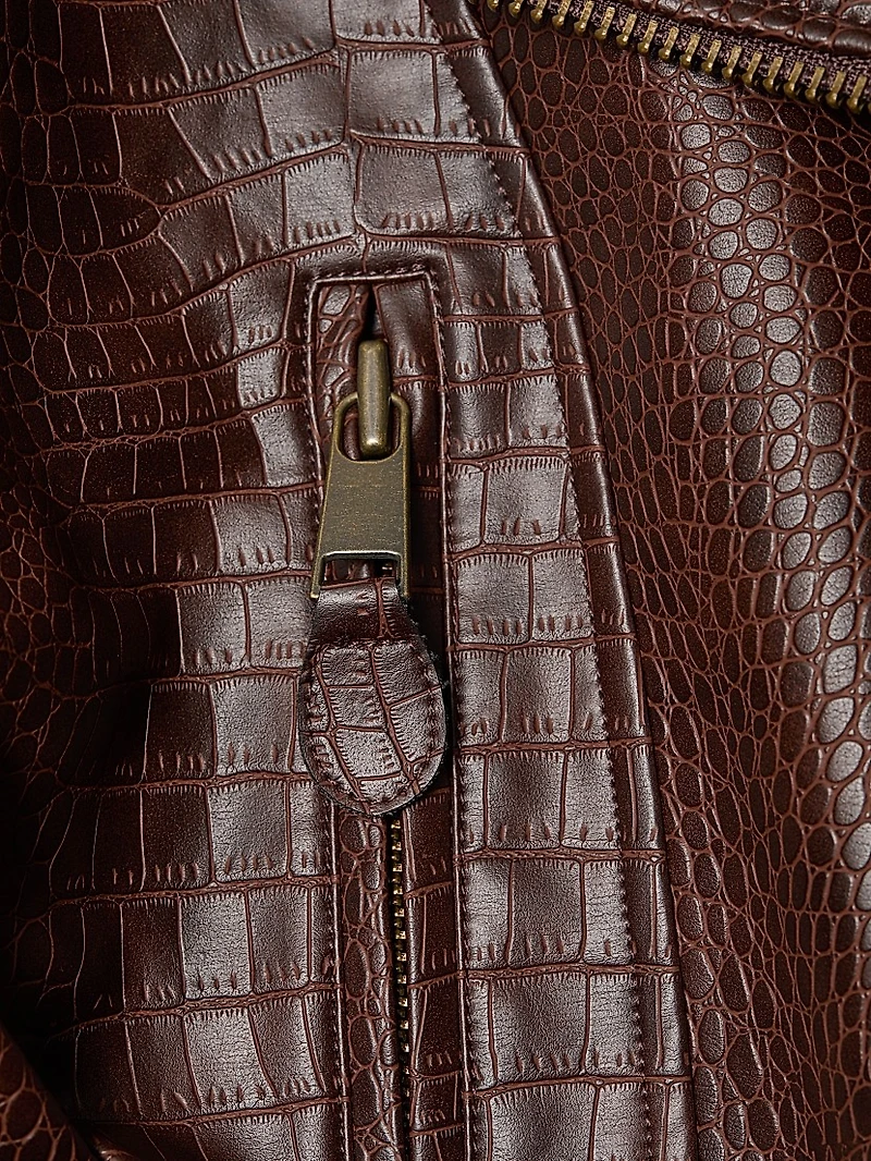 Lilou Croc-Embossed Faux Leather Jacket