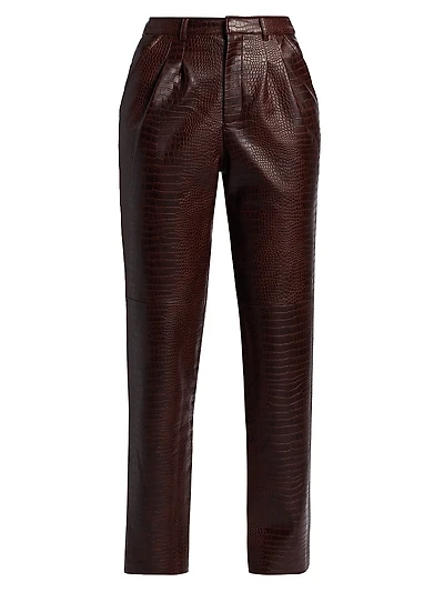 Viviane Croc-Embossed Faux-Leather Pants
