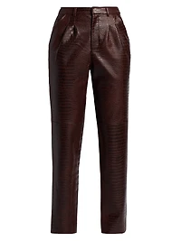 Viviane Croc-Embossed Faux-Leather Pants