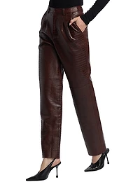 Viviane Croc-Embossed Faux-Leather Pants