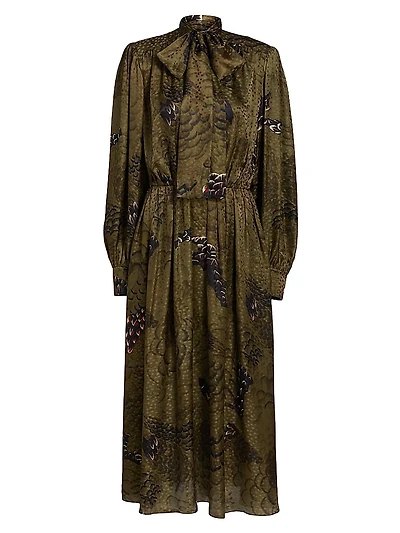 Anora Floral Silk-Blend Tieneck Maxi Dress