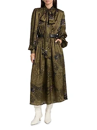 Anora Floral Silk-Blend Tieneck Maxi Dress