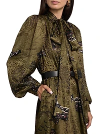 Anora Floral Silk-Blend Tieneck Maxi Dress