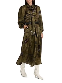 Anora Floral Silk-Blend Tieneck Maxi Dress