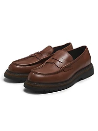 Leather Lug-Sole Penny Loafers