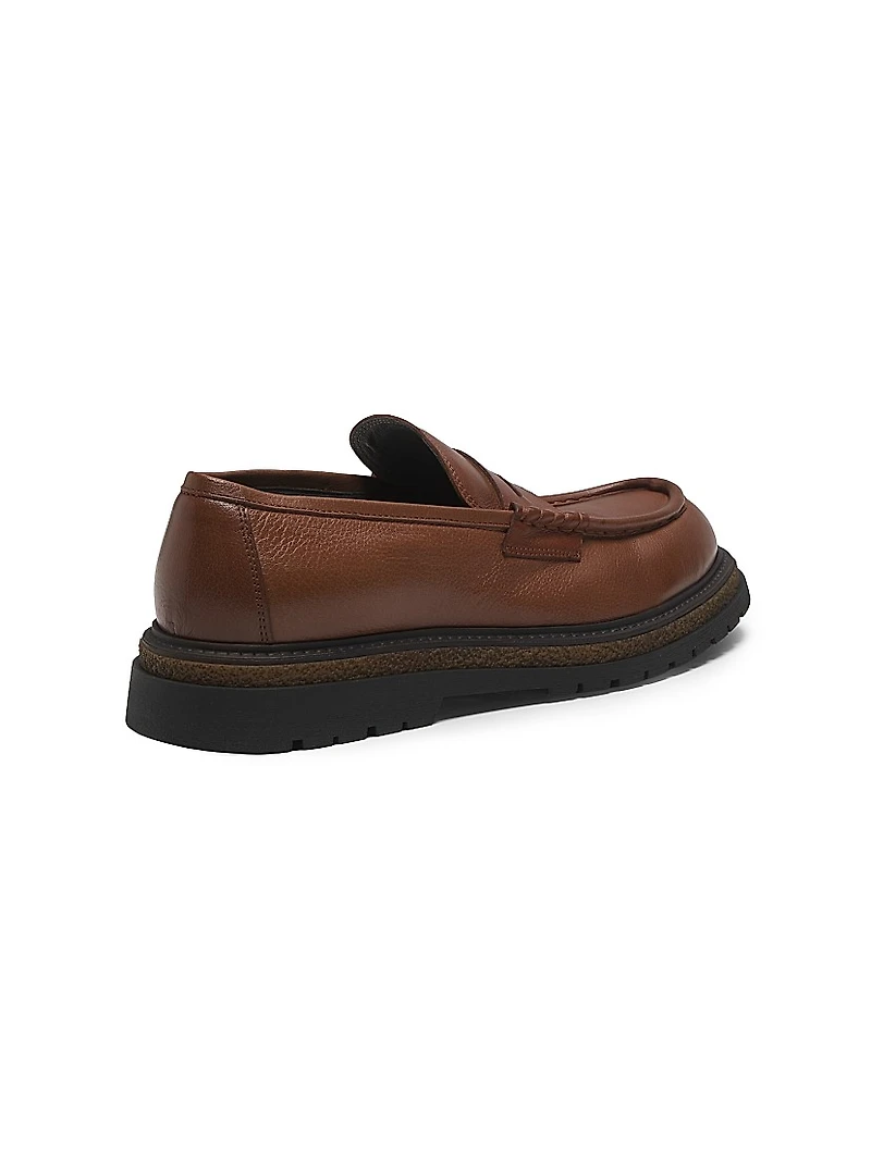 Leather Lug-Sole Penny Loafers