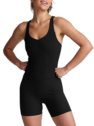 Routine Rib-Knit Biker Bodysuit