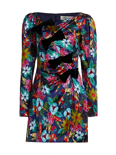 Kelly Floral Silk Satin Minidress
