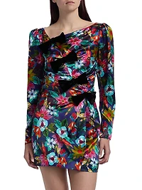 Kelly Floral Silk Satin Minidress
