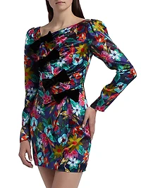 Kelly Floral Silk Satin Minidress
