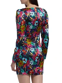 Kelly Floral Silk Satin Minidress