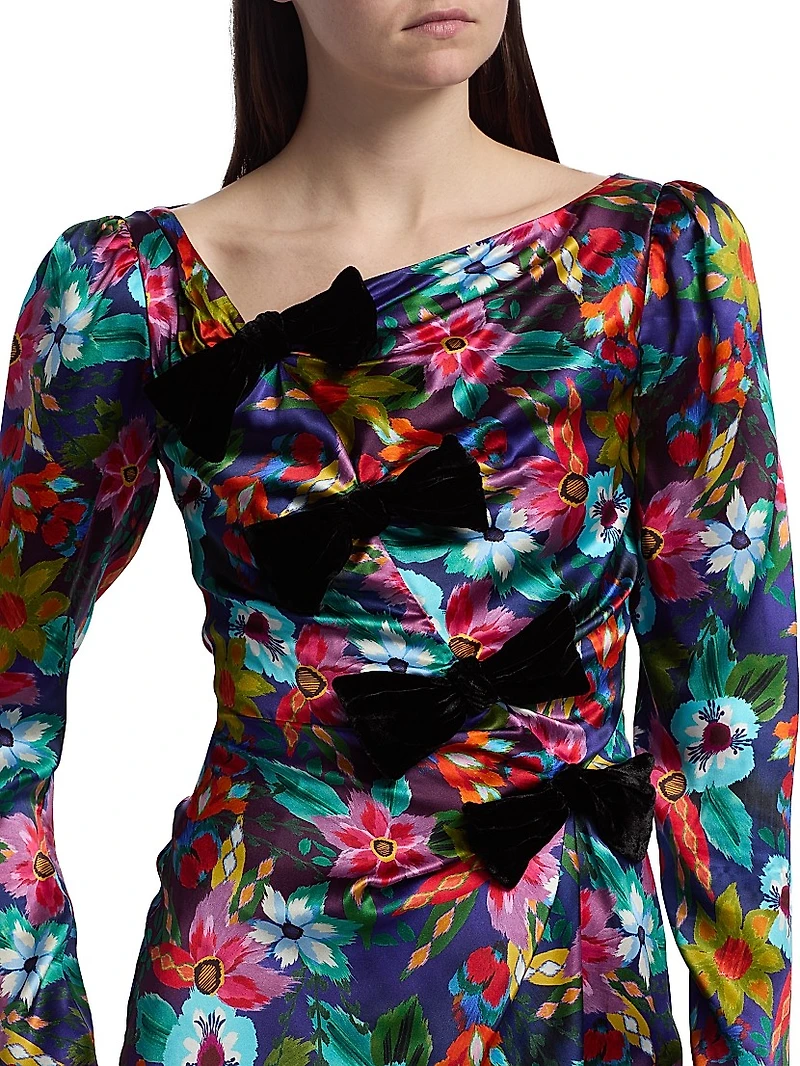 Kelly Floral Silk Satin Minidress