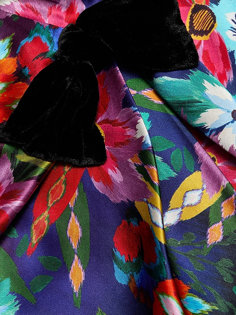 Kelly Floral Silk Satin Minidress