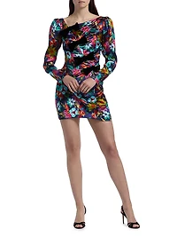 Kelly Floral Silk Satin Minidress