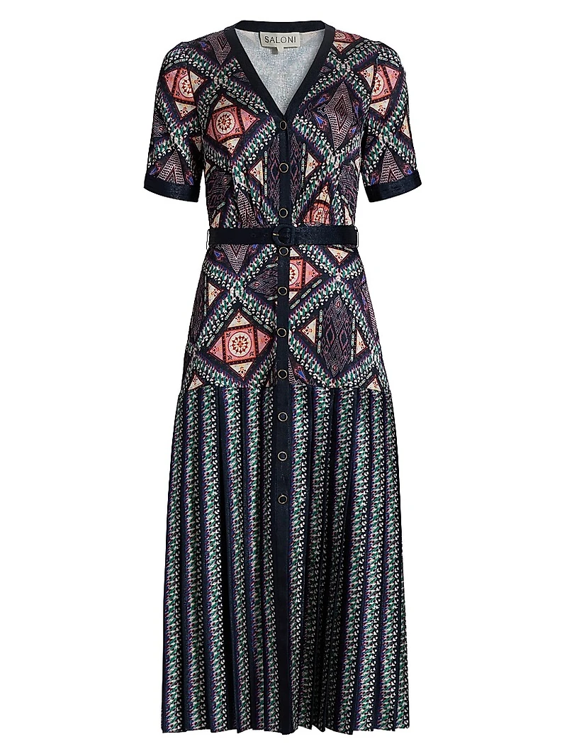 Lea Belted Floral Satin Shirtdress