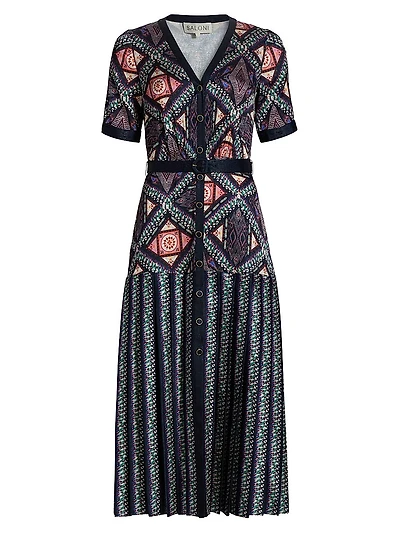 Lea Belted Floral Satin Shirtdress