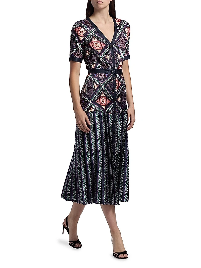 Lea Belted Floral Satin Shirtdress