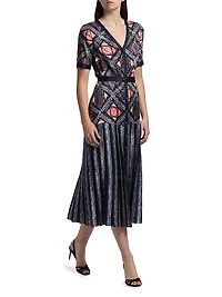 Lea Belted Floral Satin Shirtdress