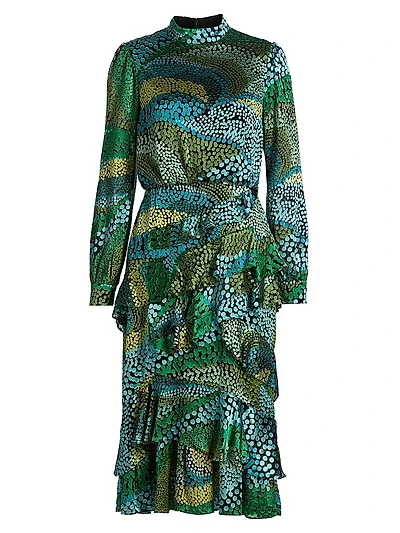 Isa Printed Ruffle Midi-Dress