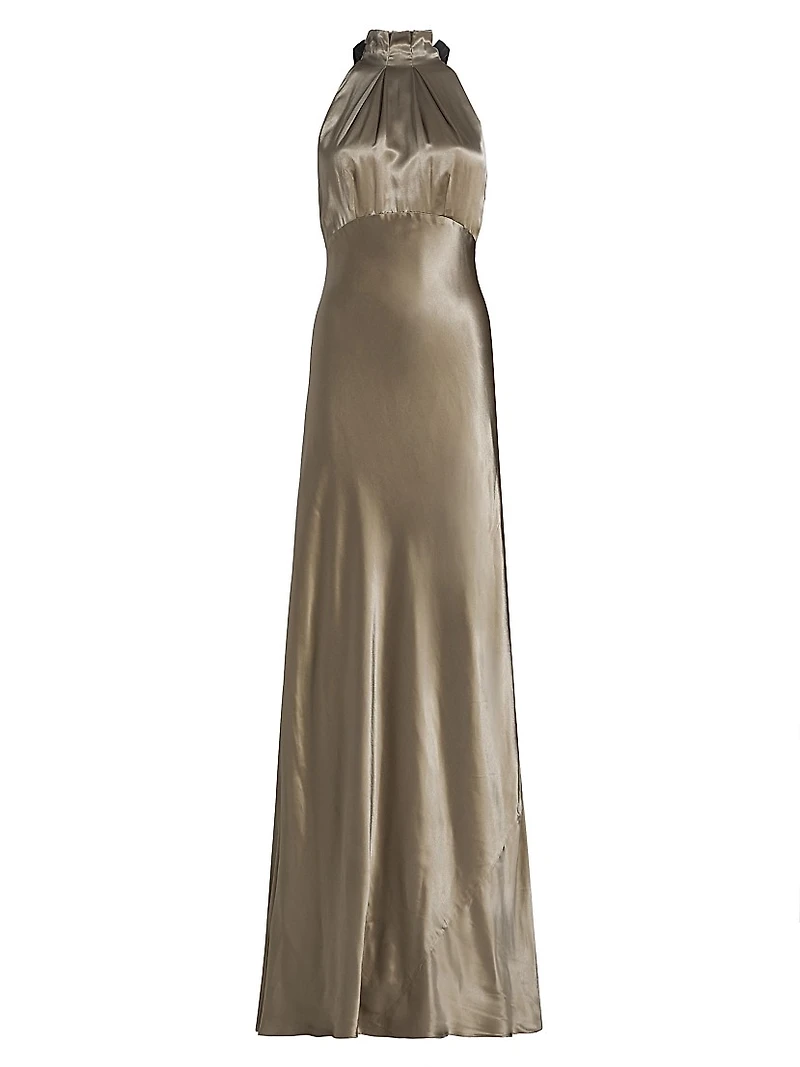 Michelle Satin Halterneck Dress