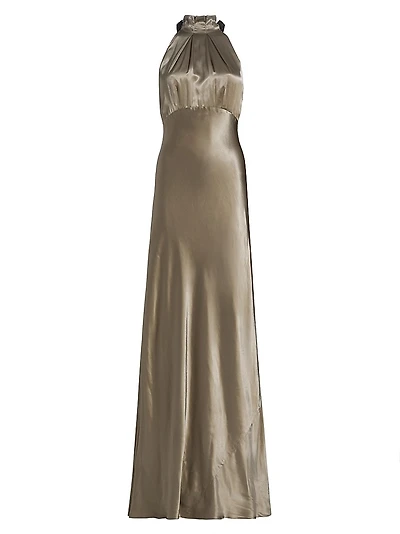 Michelle Satin Halterneck Dress