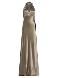 Michelle Satin Halterneck Dress