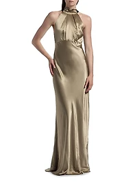Michelle Satin Halterneck Dress
