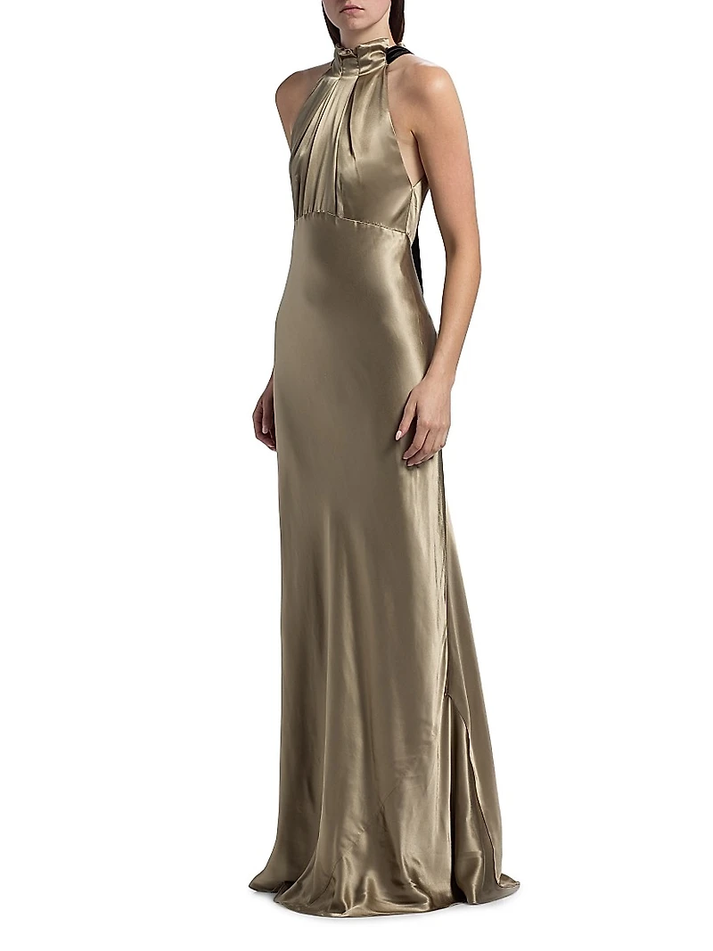 Michelle Satin Halterneck Dress