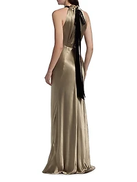 Michelle Satin Halterneck Dress