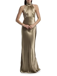 Michelle Satin Halterneck Dress