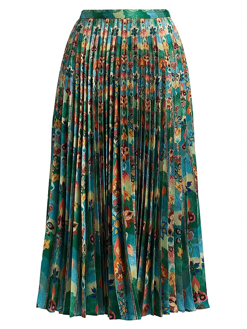 Kim Floral Pleated Midi-Skirt