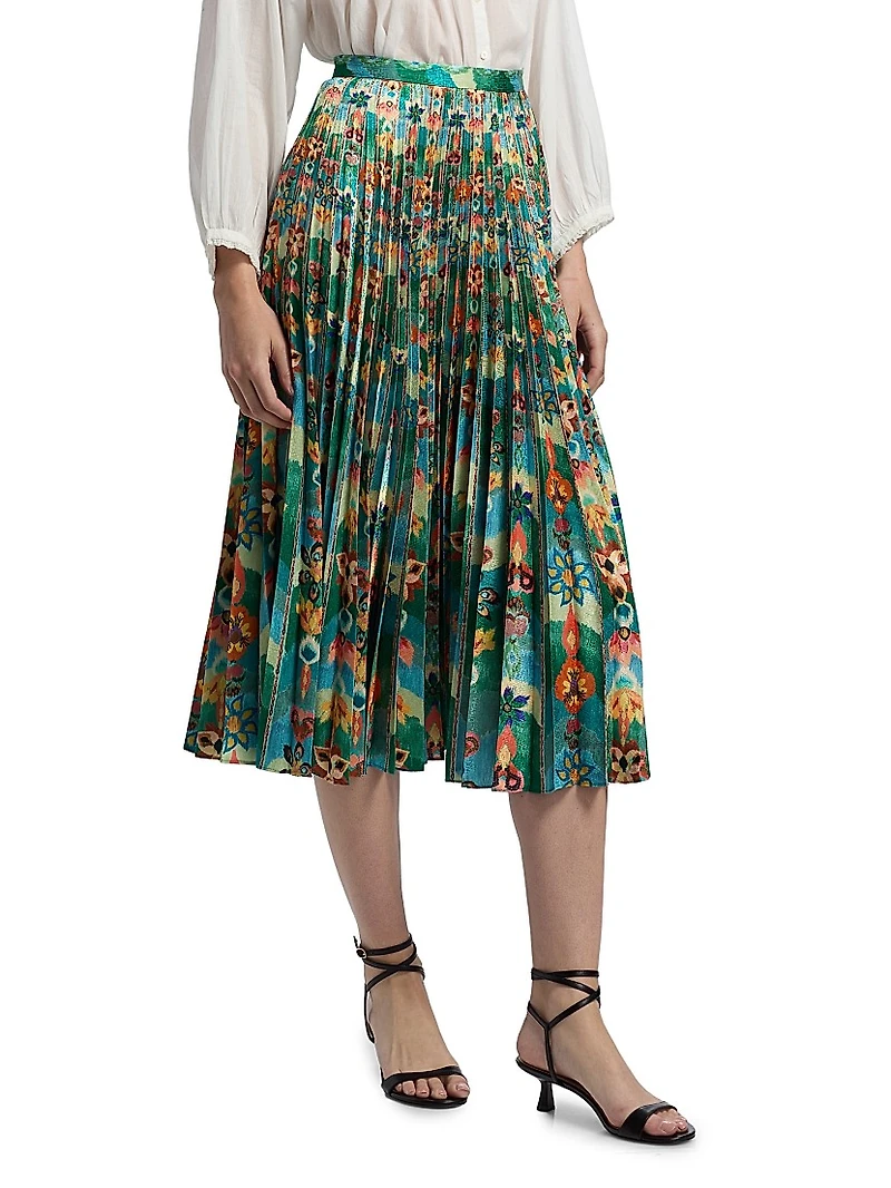 Kim Floral Pleated Midi-Skirt