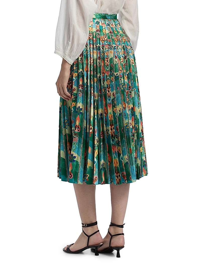 Kim Floral Pleated Midi-Skirt