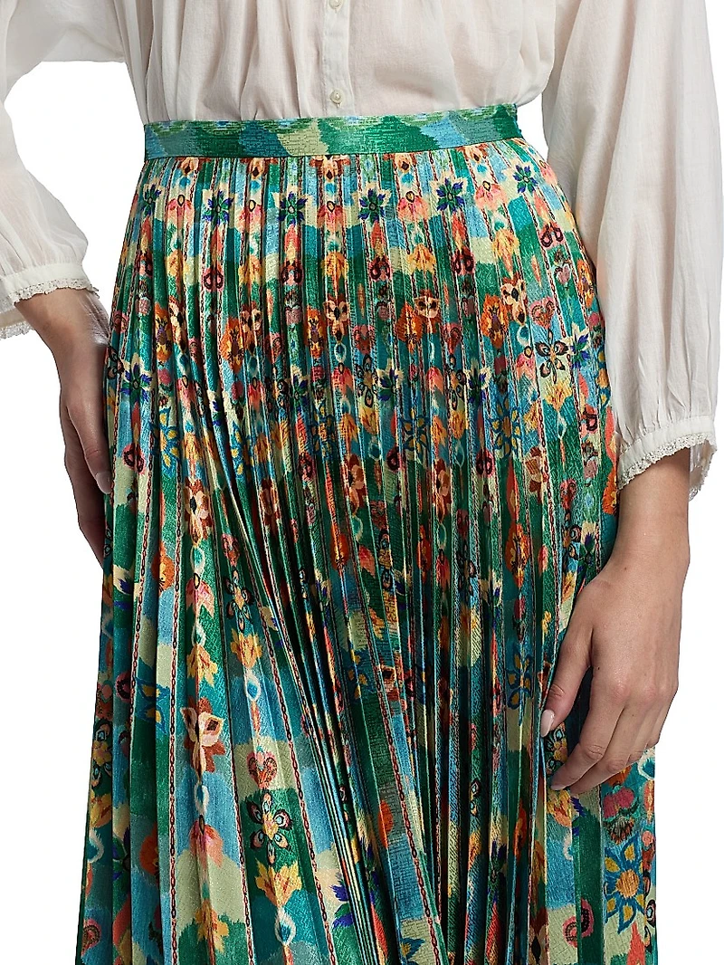Kim Floral Pleated Midi-Skirt