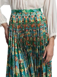 Kim Floral Pleated Midi-Skirt