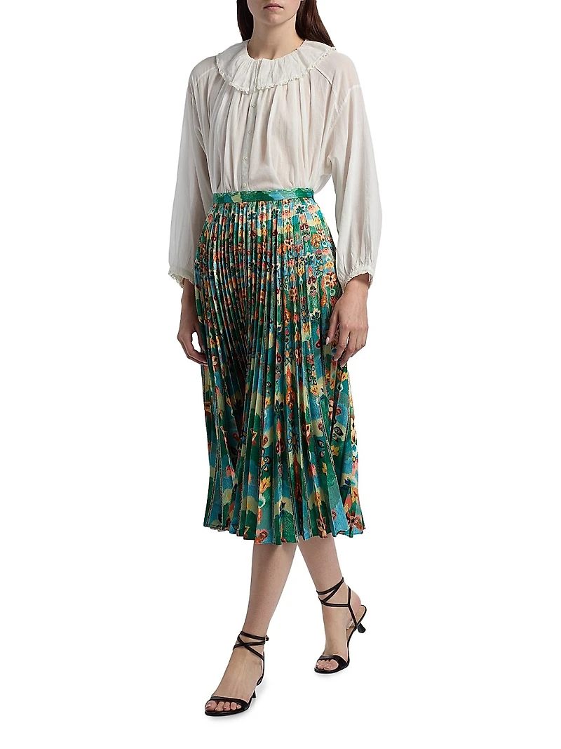 Kim Floral Pleated Midi-Skirt
