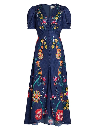 Lea Floral Silk Maxi Dress