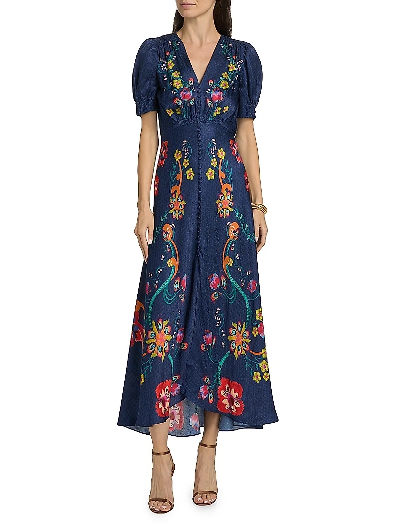 Lea Floral Silk Maxi Dress