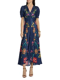 Lea Floral Silk Maxi Dress