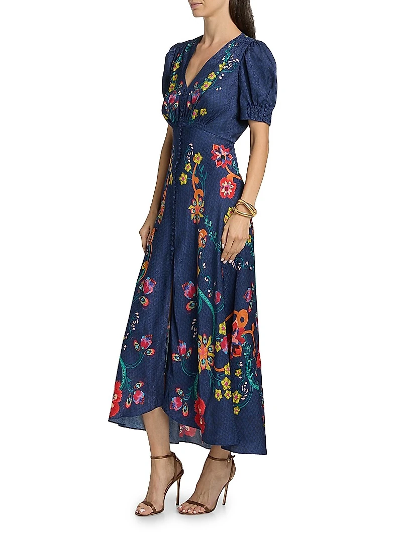 Lea Floral Silk Maxi Dress