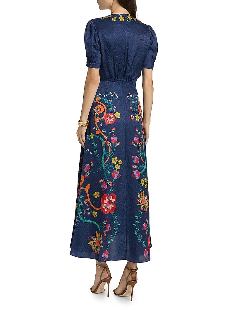 Lea Floral Silk Maxi Dress