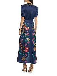 Lea Floral Silk Maxi Dress