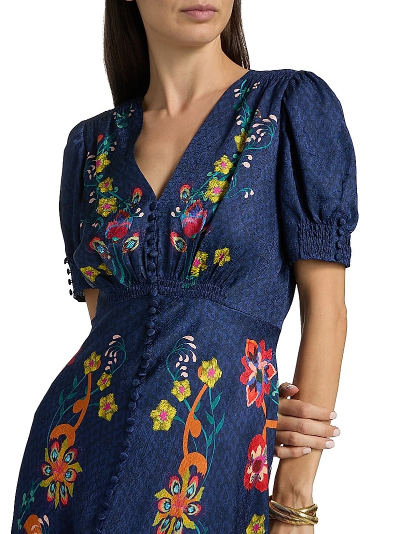 Lea Floral Silk Maxi Dress