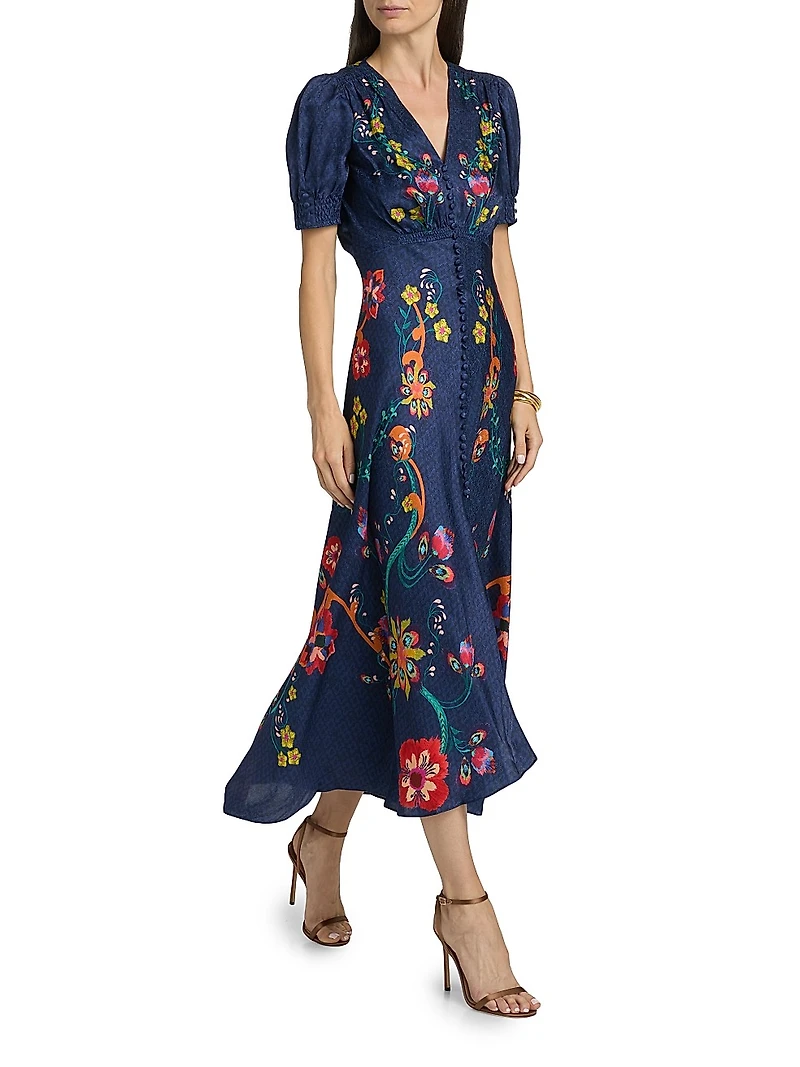Lea Floral Silk Maxi Dress