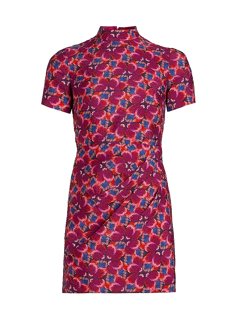 Draped Floral Sheath Minidress