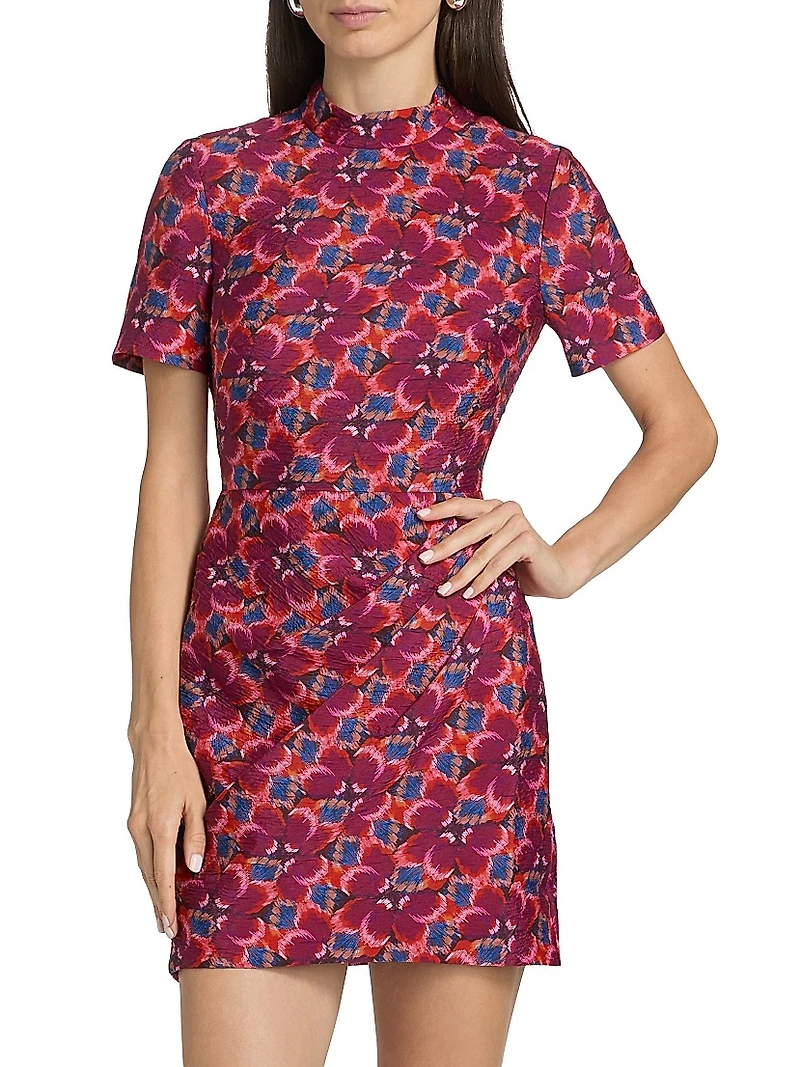 Draped Floral Sheath Minidress